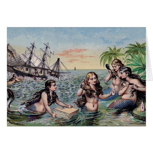 Mermaid Antique Magie Océan Nautique (Devant horizontal)