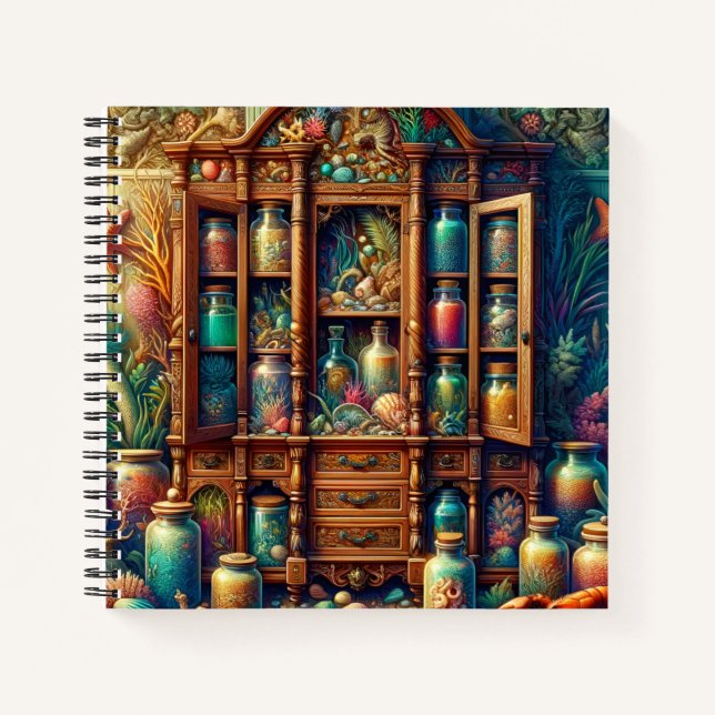 Mermaid Apothecary – Enchanted Ocean Cabinet Notebook (Front)