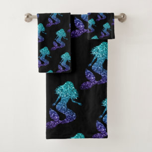 Mermaid aqua bleu ombre motif noir