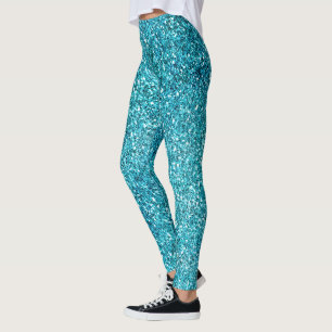 Mermaid Aqua Glitz Glitter    Leggings