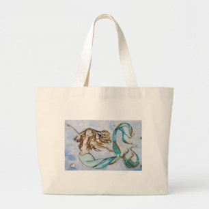 Mermaid Art Print by Tamara Kapan Large Tote Bag