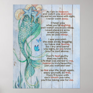 MERMAID AS I SIT IN HEAVEN Memorial Gifts Poster