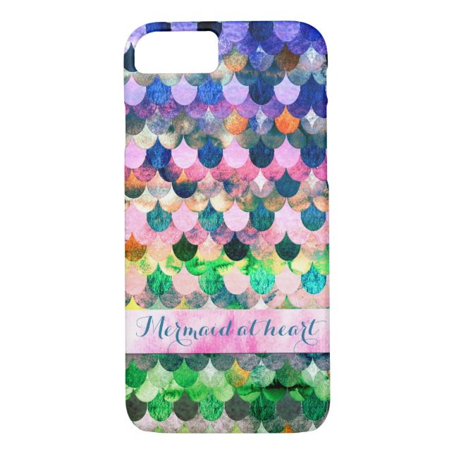 Mermaid at heart-Colourful Mermaidscales Pattern Case-Mate iPhone Case (Back)