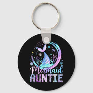 Mermaid Auntie Funny Birthday Girl Party Family Keychain