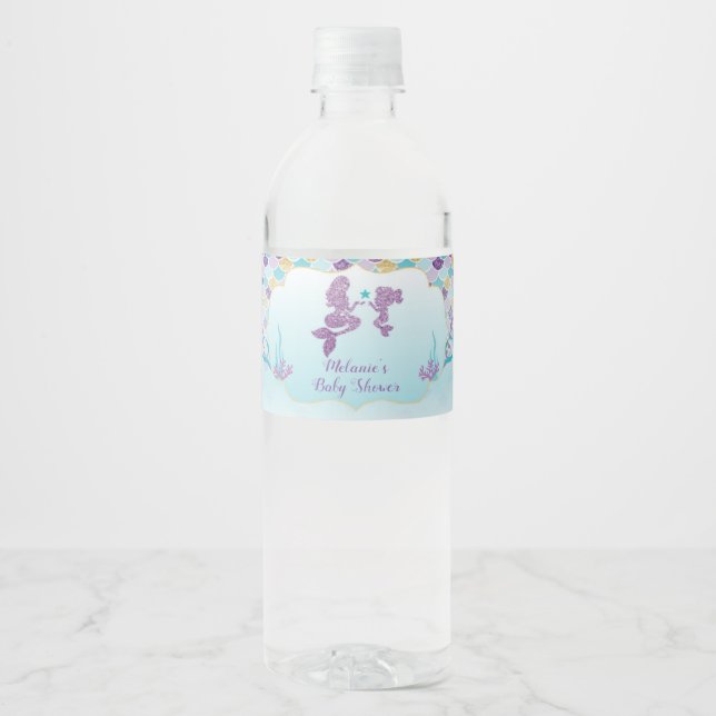 Mermaid Baby Douche d'eau Bouteille Étiquettes (Devant)