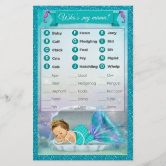 Mermaid Baby Shower Animal Match Game #130