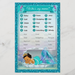 Mermaid Baby Shower Animal Match Game #136 Medium