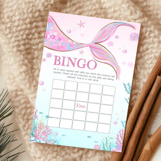 Mermaid Baby Shower Bingo Game (Under the Sea Baby Shower Bingo Game)