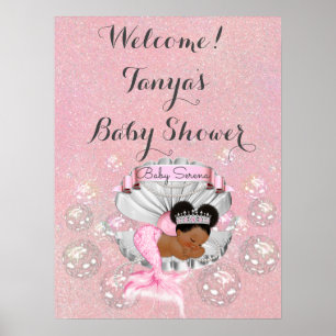 Mermaid Baby Shower Birthday Welcome Sign Shell