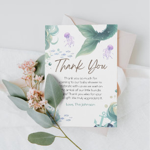 Mermaid Baby Shower Colourful Jellyfish Watercolor Thank You Card