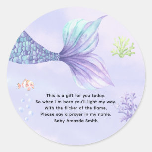 Mermaid baby shower de prière bougie étiquette