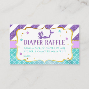 Mermaid Baby Shower Diaper Raffle Business Card