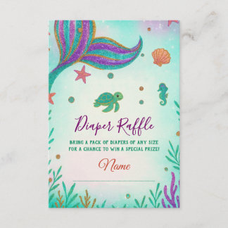 Mermaid Baby Shower Diaper Raffle Card