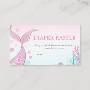 Mermaid Baby Shower Diaper Raffle Enclosure Card
