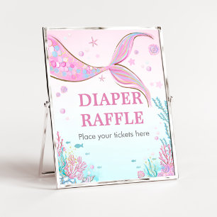 Mermaid Baby Shower Diaper Raffle Sign