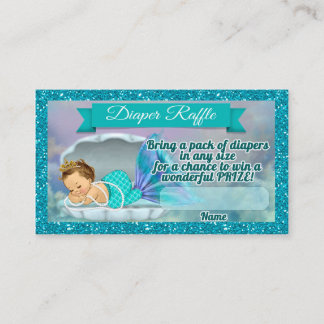 Mermaid Baby Shower Diaper Raffle Tickets #130 Enclosure Card