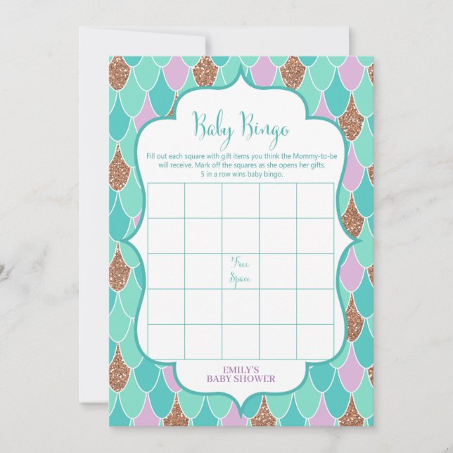 Mermaid Baby Shower Game 5x7 Invitation (Front)