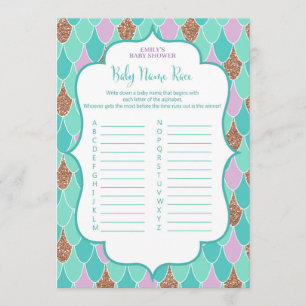 Mermaid Baby Shower Game 5x7 Invitation