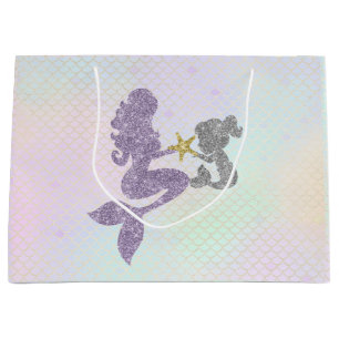 Mermaid Baby Shower Gift Bag Glitter Mermaids