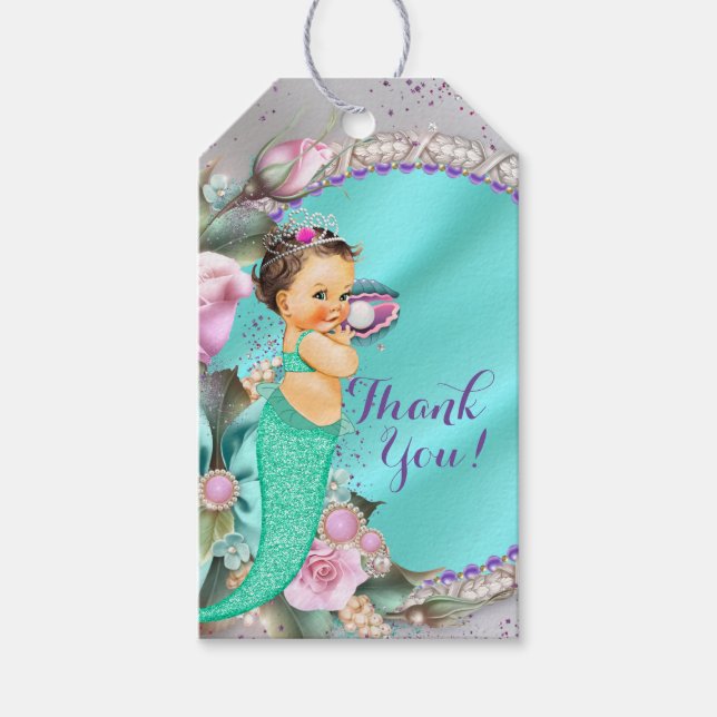 Mermaid Baby Shower Gift Tags (Front)