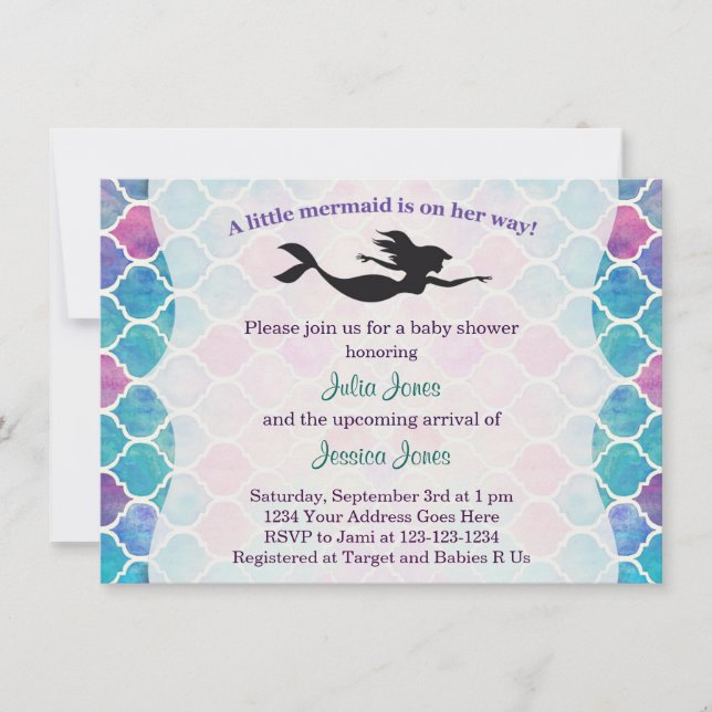 Mermaid Baby Shower Invitation (Front)