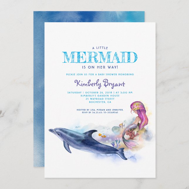 Mermaid Baby Shower Invitation (Front/Back)