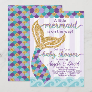 Mermaid Baby Shower Invitation Invite