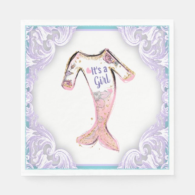 Mermaid Baby Shower Napkins (Front)