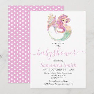 MERMAID BABY SHOWER Pink Invitation