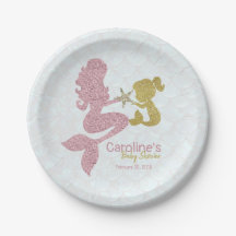 Mermaid Baby shower Rose Gold Paper Plates