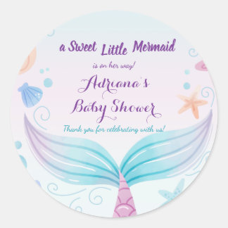 Mermaid Baby Shower Starfish Shell Under the Sea B Classic Round Sticker