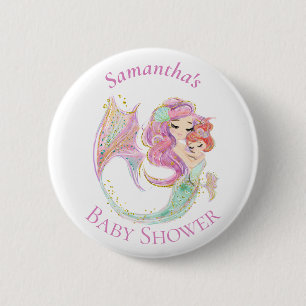 Mermaid Baby Shower Sweet Little Mermaid 2 Inch Round Button