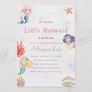 Mermaid Baby Shower Under the Sea Baby Girl Invita Invitation