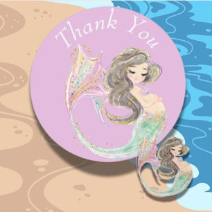 Mermaid Baby Shower. Under The Sea. Glitter Labels