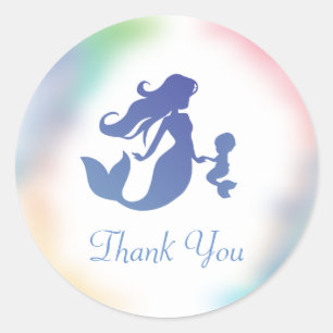 Mermaid Baby Shower Under the Sea Pastel Classic Round Sticker