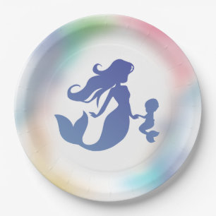 Mermaid Baby Shower Under the Sea Pastel Paper Plate