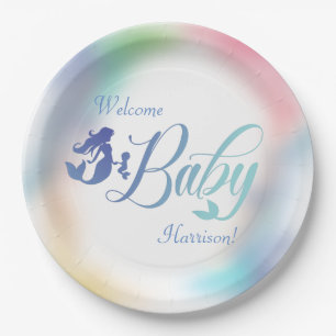 Mermaid Baby Shower Under the Sea Pastel Paper Plate
