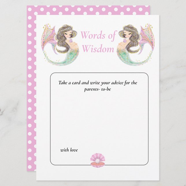 Mermaid baby shower under the sea Wisdom Invitation (Front/Back)