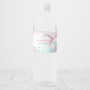 Mermaid Baby Shower Water Bottle Label
