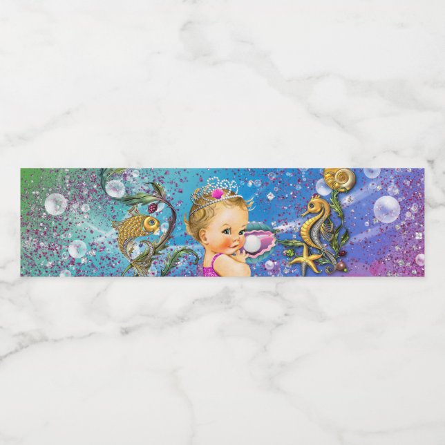 Mermaid Baby Shower Water Bottle Labels (Single Label)