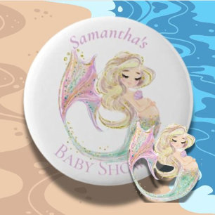 Mermaid Baby Shower White Mother To Be Button