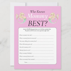 Mermaid Baby Shower. Who Knows Mommy pink Invitation
