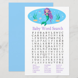 Mermaid Baby Shower Word Search Game