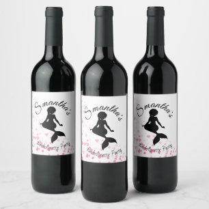 Mermaid bachelorette coeurs de fête vin étiquette