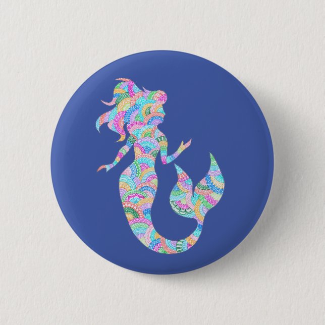 Mermaid badge 2 inch round button (Front)