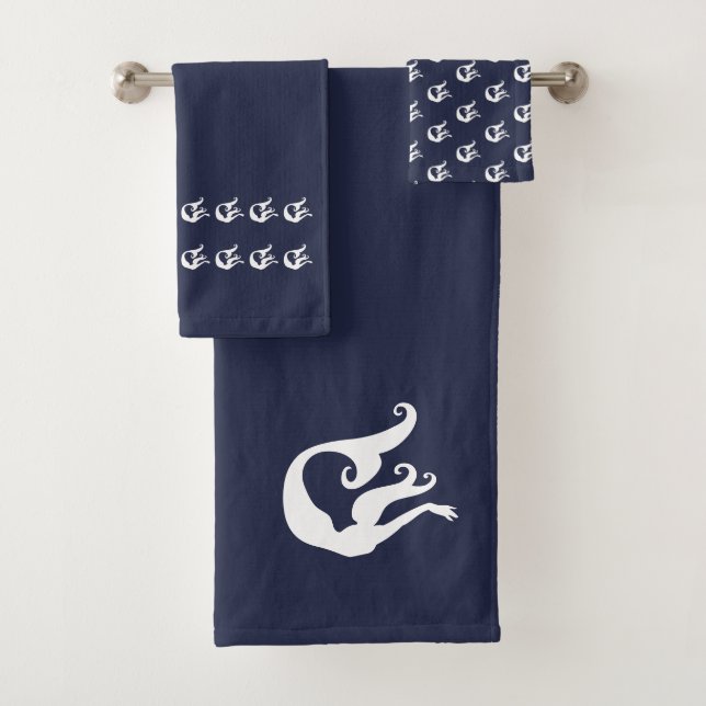 Mermaid Bain Marine bleu et blanc ensemble de serv (En situation)