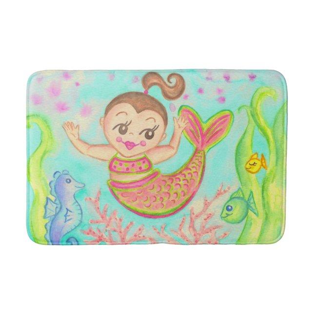 Mermaid Bath Mat Rug  (Front)