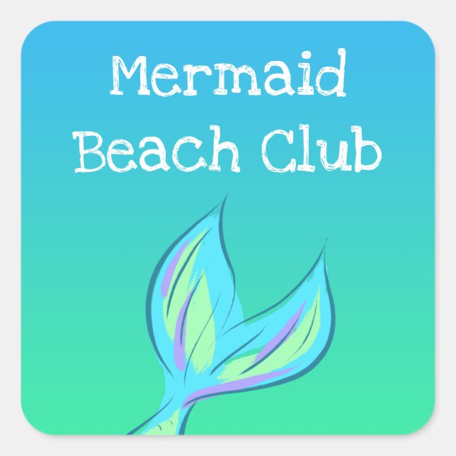 Mermaid Beach Club Square Sticker (Front)