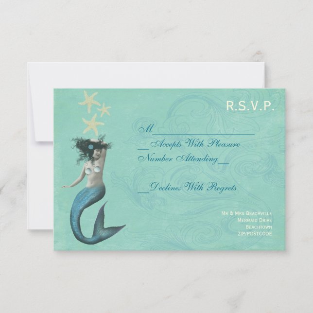 Mermaid Beach Coastal RSVP Cards (Front)