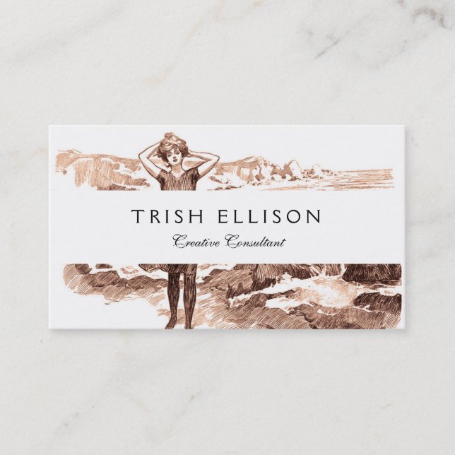 Mermaid Beach Gibson Girl Victorian Antique Business Card (Front)